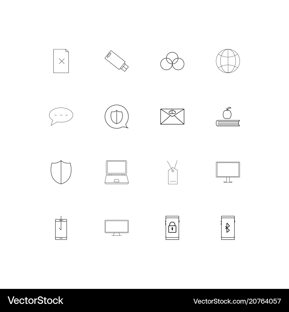 Internet technologies linear thin icons set Vector Image