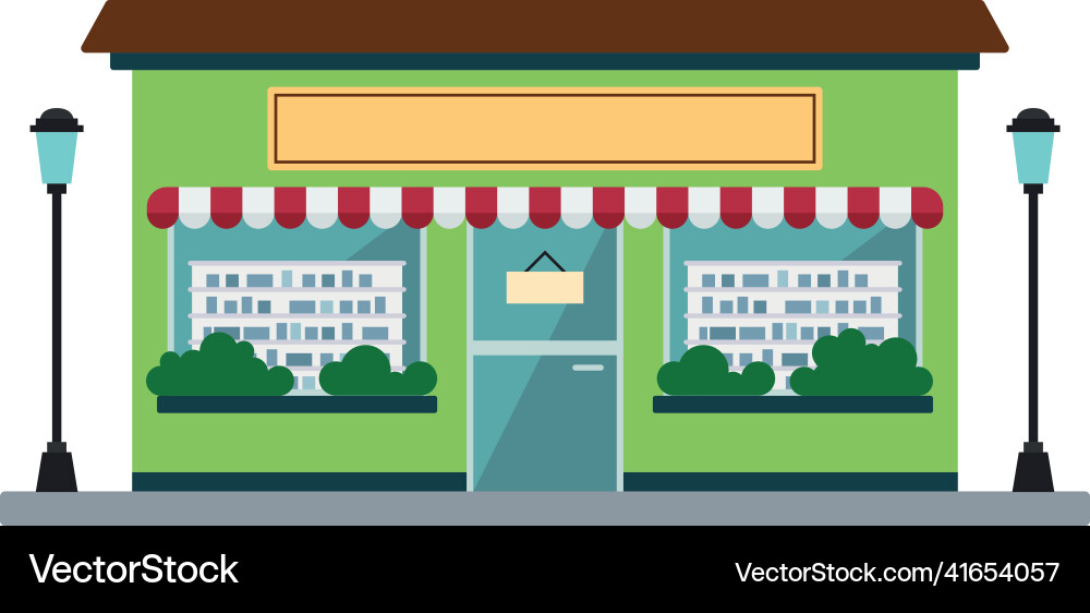 Isolated front view small business store building Vector Image