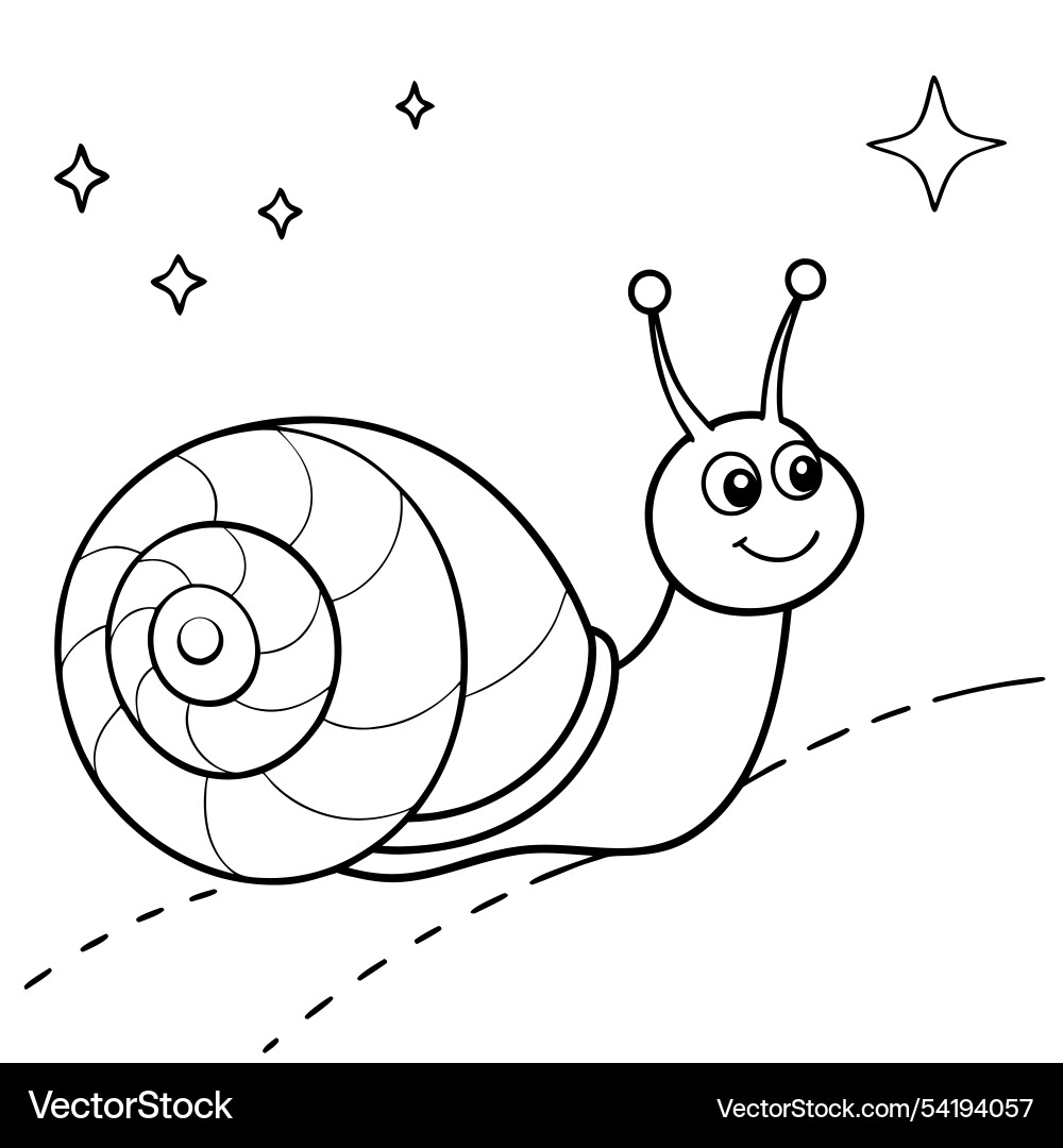 Joyful snail with colorful shell and sparkling tra Vector Image