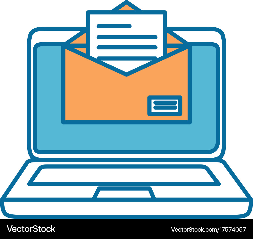 Laptop computer with envelope Vector Image