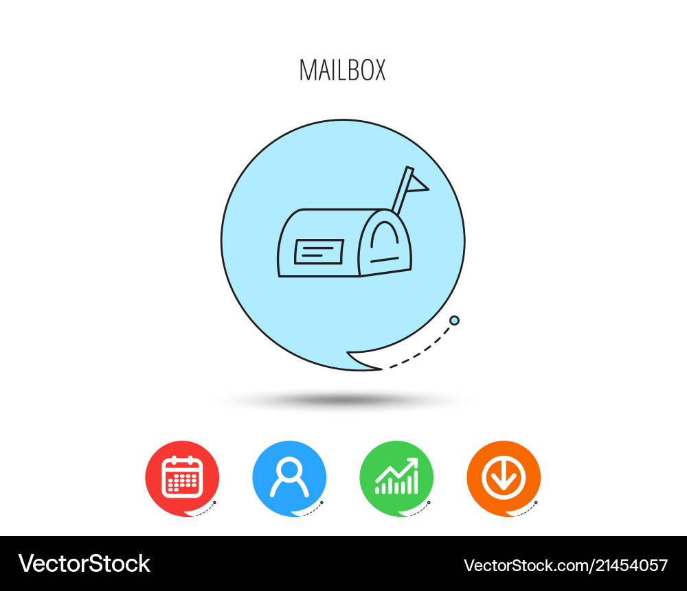 Mailbox with flag icon post email box sign Mailbox with flag icon post email box sign vector image