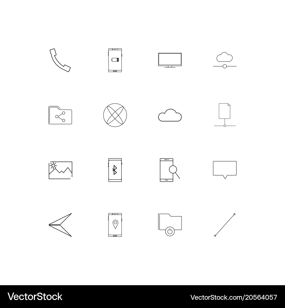 Netzwerk und Datenbank einfache lineare Icons Set vektorbild