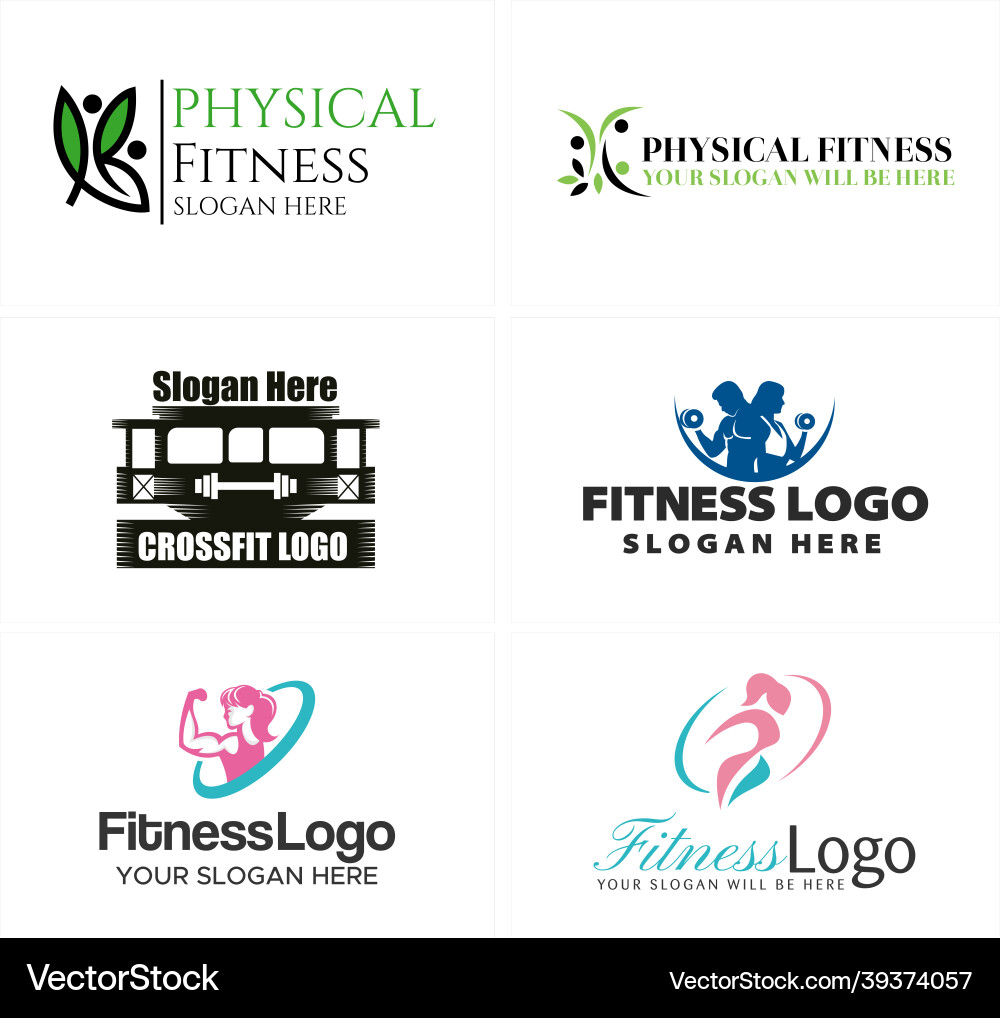 Physical fitness gym man woman daily life logo Physical fitness gym man woman daily life logo Vector Image
