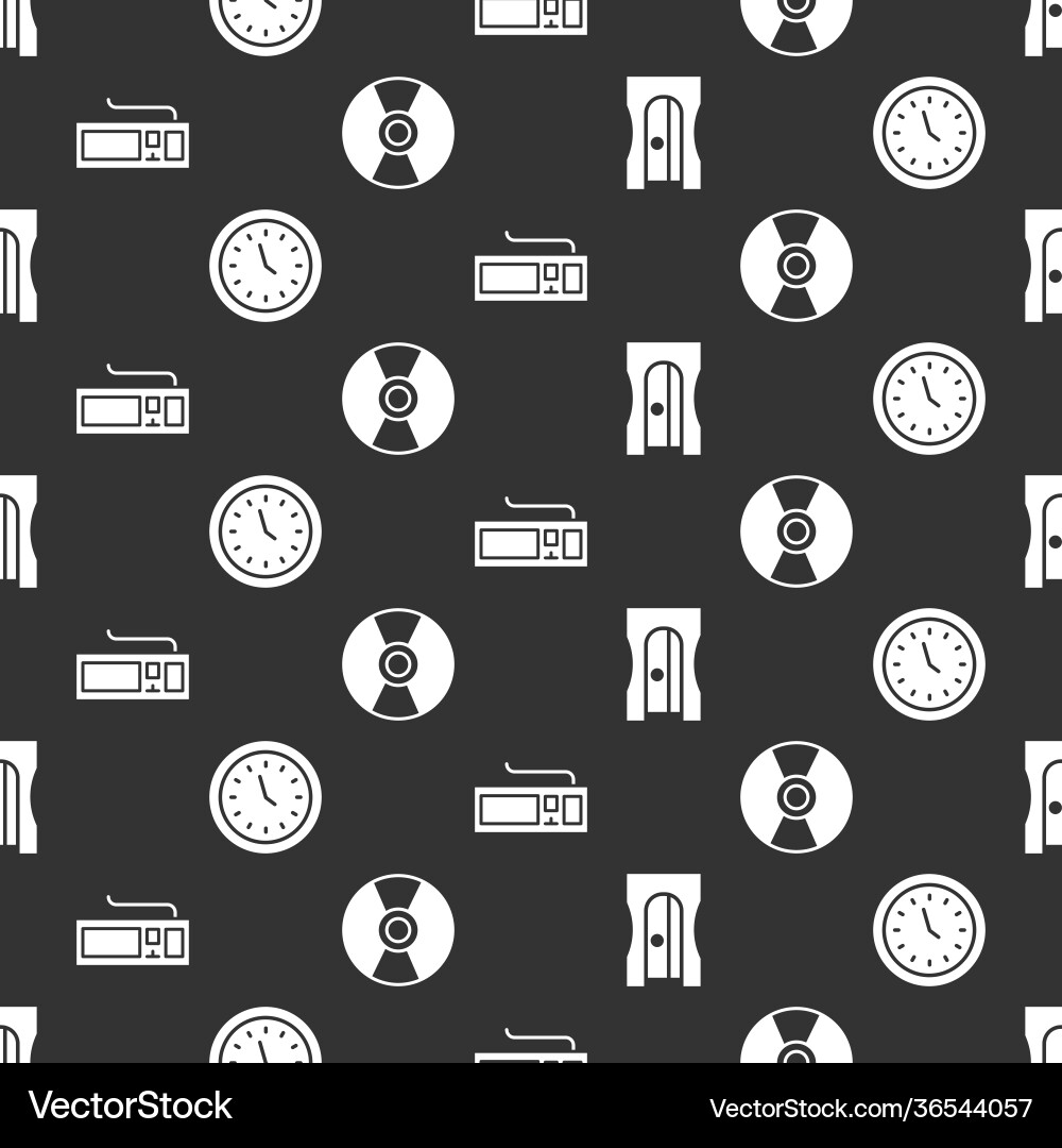 Set pencil sharpener clock keyboard and cd Set pencil sharpener clock keyboard and cd vector image