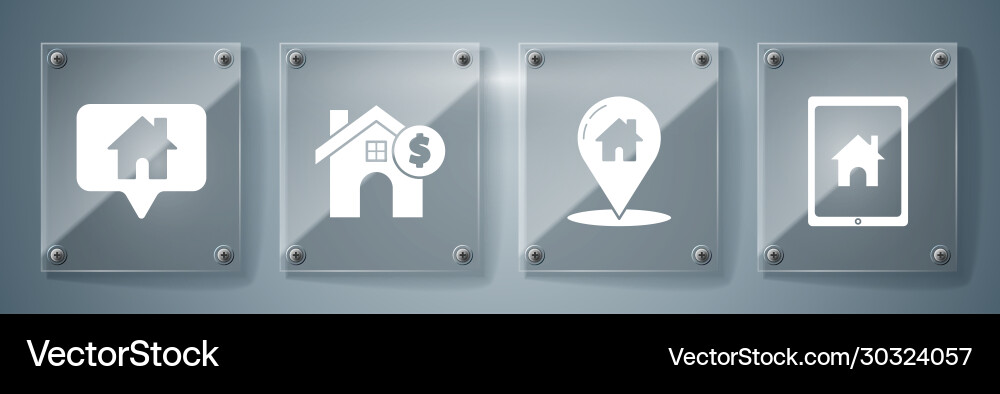 Set tablet and smart home map pointer with house Set tablet and smart home map pointer with house vector image