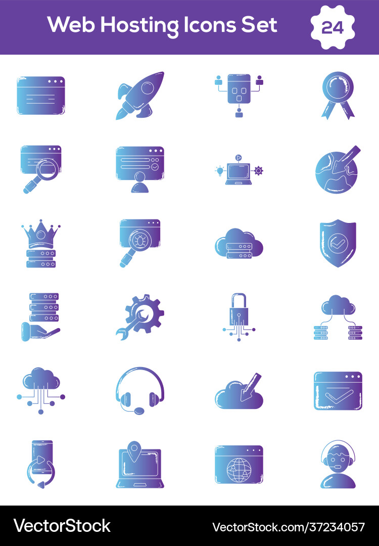 Set web hosting icon in gradient blue vector image
