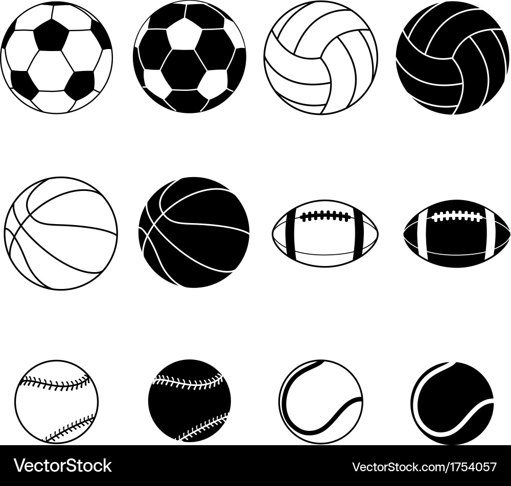 Sports Ball Icons Collection Vector Image