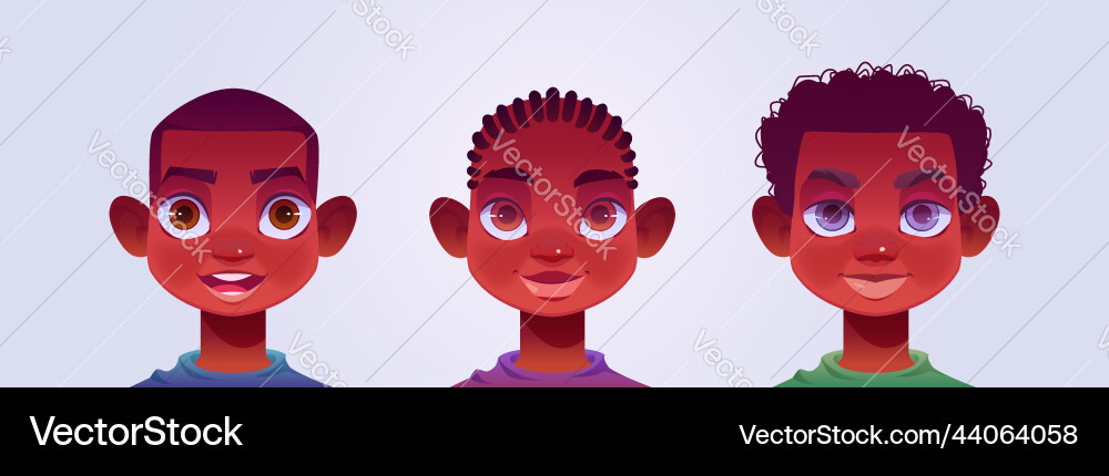Afrikanische amerikanische Jungs mit verschiedenen Frisuren Afrikanische amerikanische Jungs mit verschiedenen Frisuren vektorbild