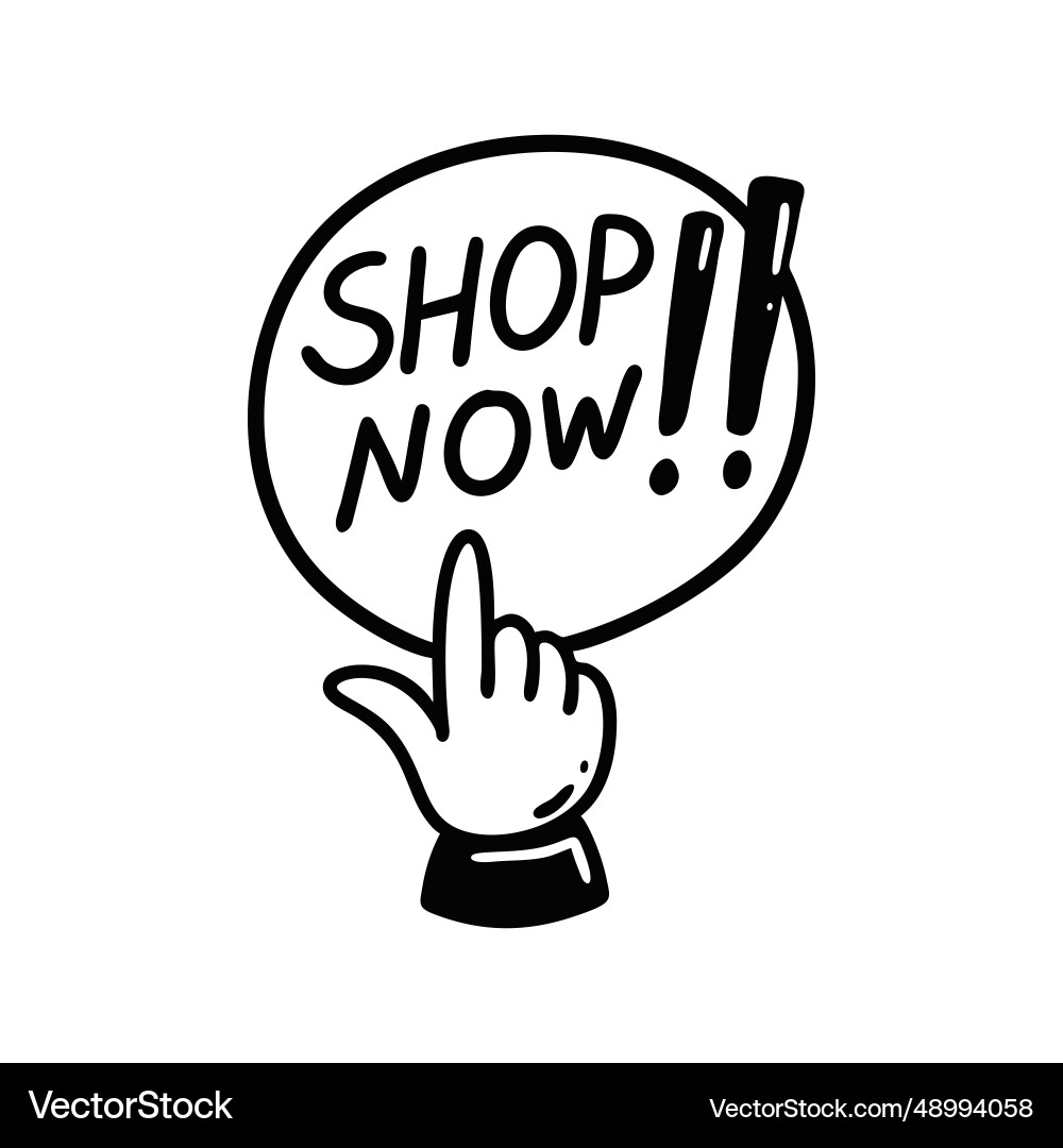 Buy now doodle button with a click pointer sketch Buy now doodle button with a click pointer sketch vector image