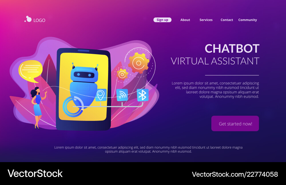 Chatbot virtual assistant via messagingconcept Chatbot virtual assistant via messagingconcept vector image