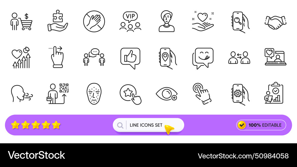 Dont touch cursor and app settings line icons Dont touch cursor and app settings line icons vector image