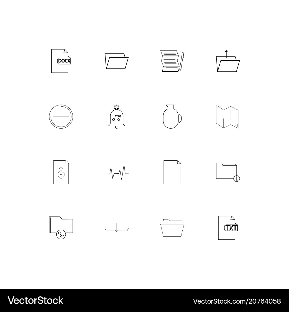Files and folders sign linear thin icons set Vector Image