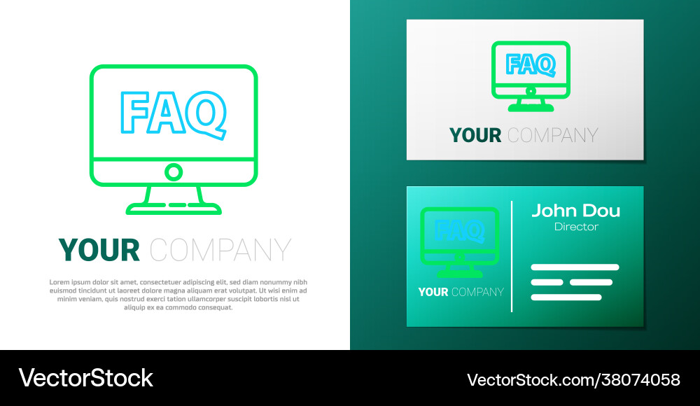 Line computer monitor and faq icon isolated Line computer monitor and faq icon isolated vector image