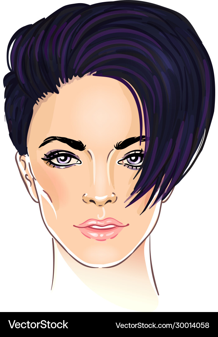 Portrait a young pretty woman with short pixie Portrait a young pretty woman with short pixie vector image