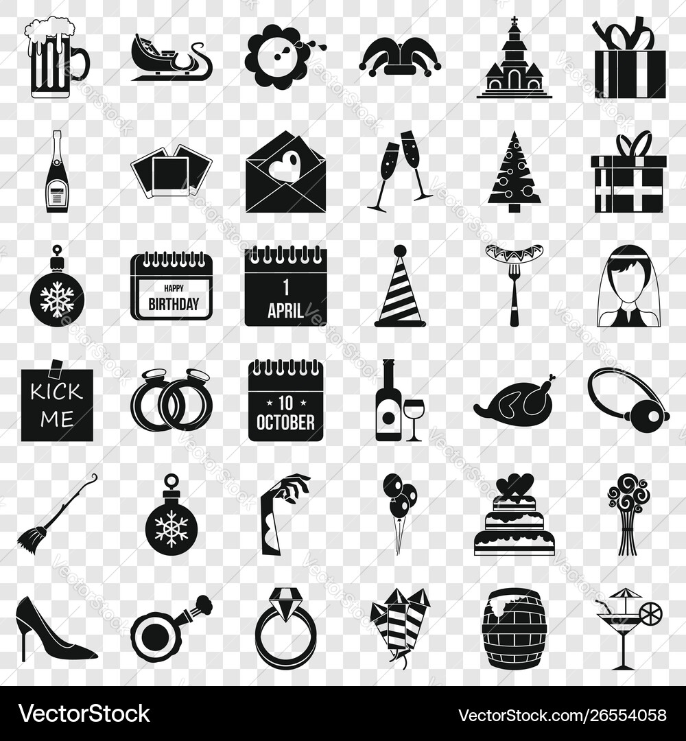 Present icons set simple style Vector Image
