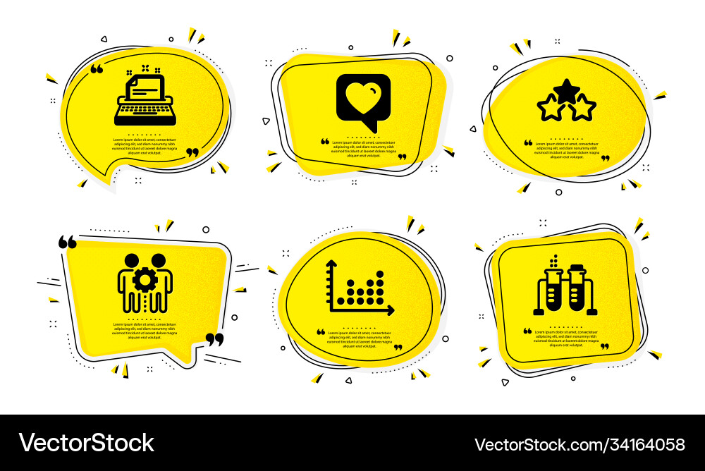 Ranking stars typewriter and dot plot icons set Ranking stars typewriter and dot plot icons set Vector Image
