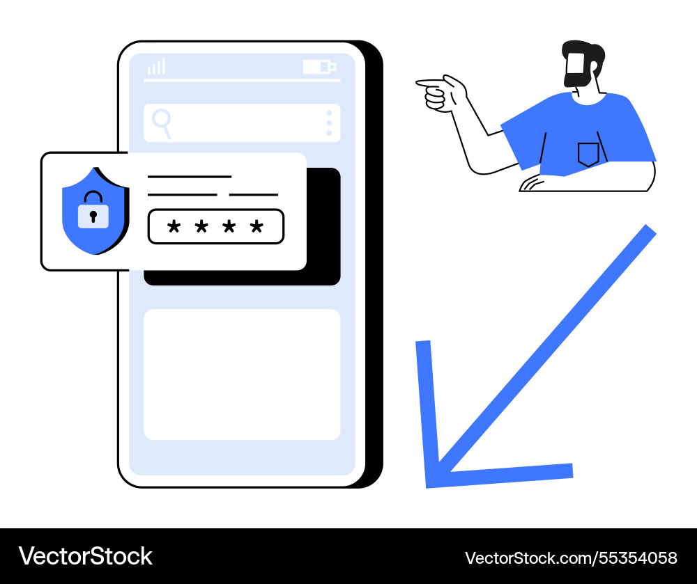 Secure login concept on mobile device with finger Secure login concept on mobile device with finger vector image