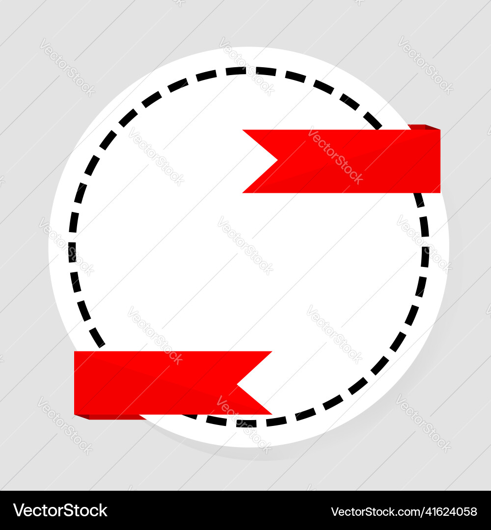Simple blank circle with red ribbon and soft Vector Image