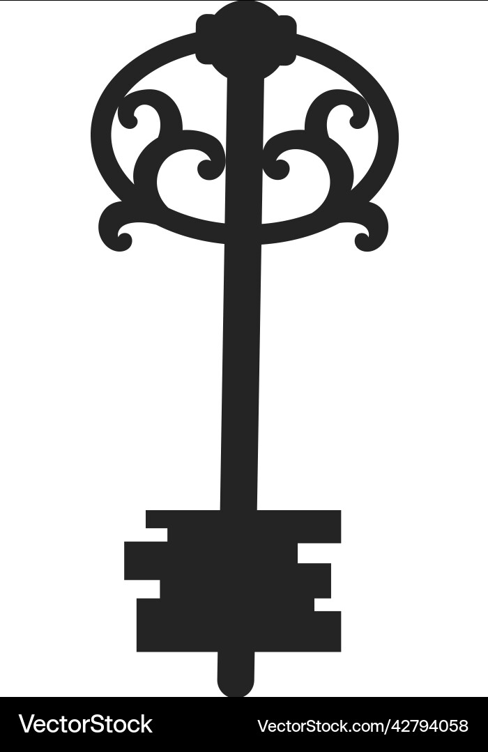 Skeleton key icon black retro house symbol Skeleton key icon black retro house symbol vector image