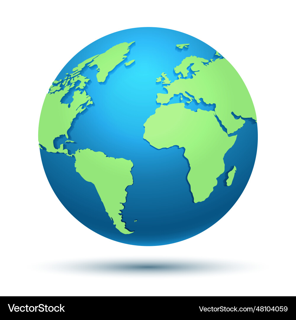 3D Globe Emblem - White Background Vector Image