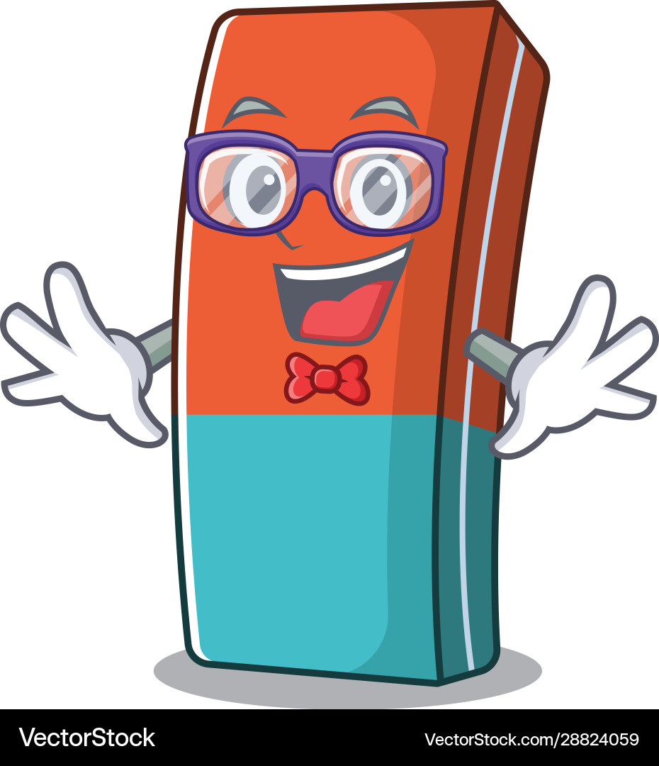 Cartoon character geek eraser with design Cartoon character geek eraser with design Vector Image