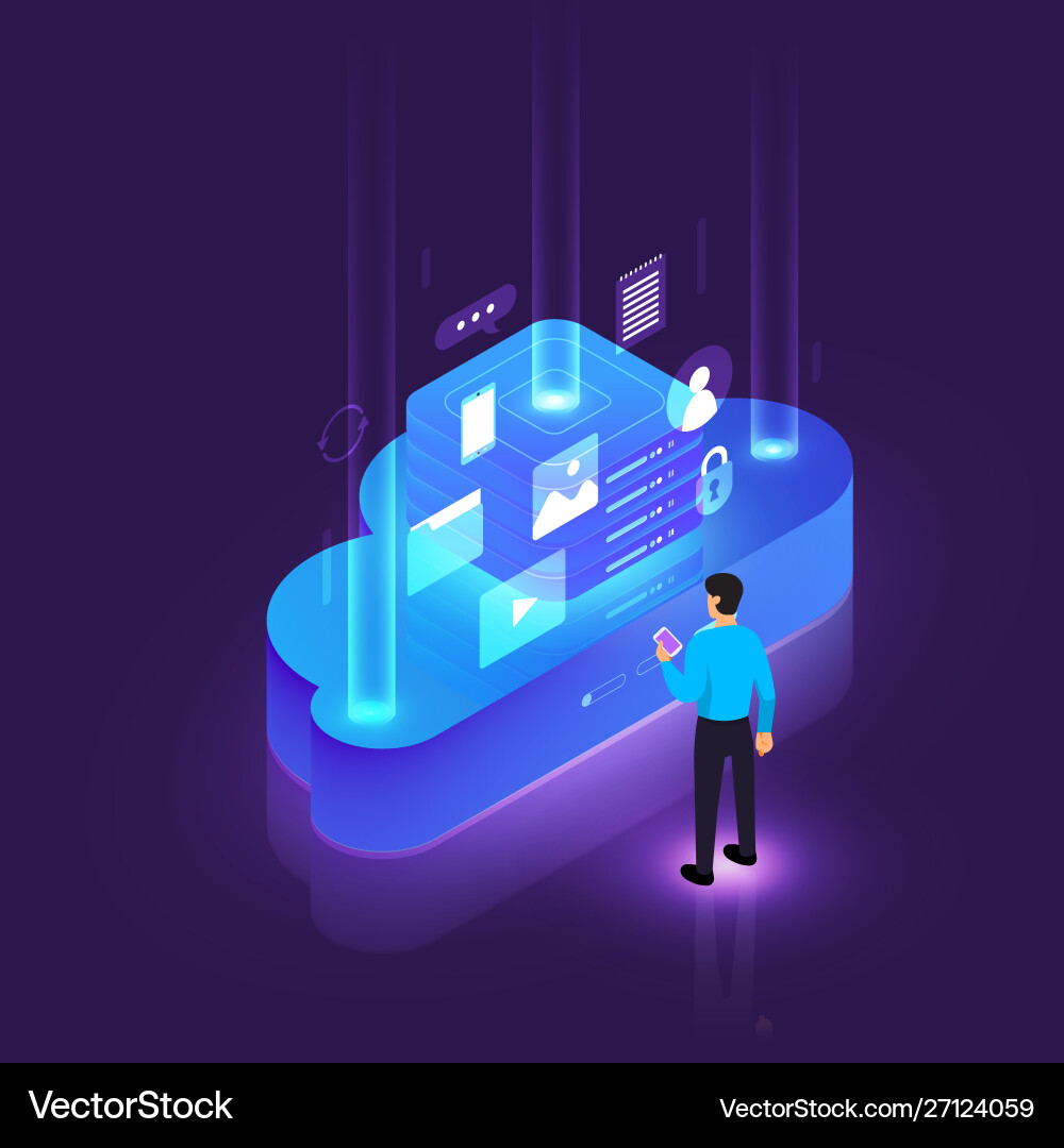 Cloud Computing Network Isometric vector image
