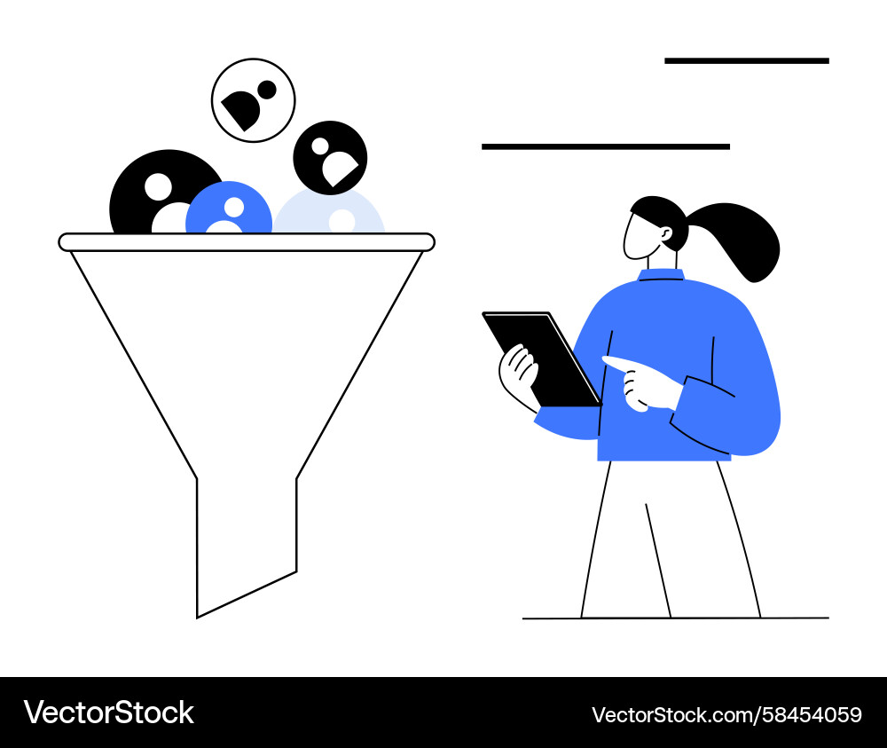Data Funnel Analysis & Persona Filtering Vector Image