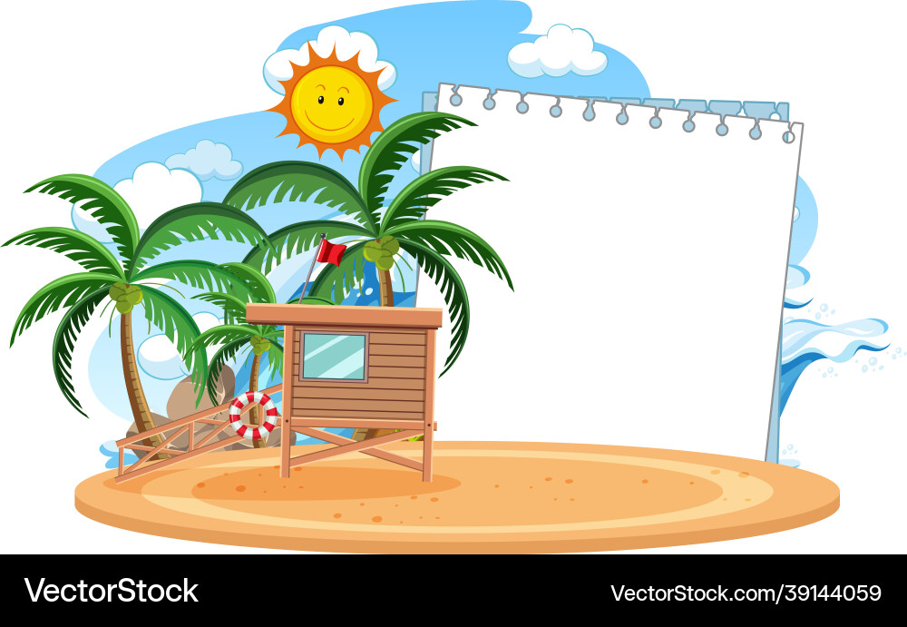 Empty banner template with summer beach element Empty banner template with summer beach element vector image