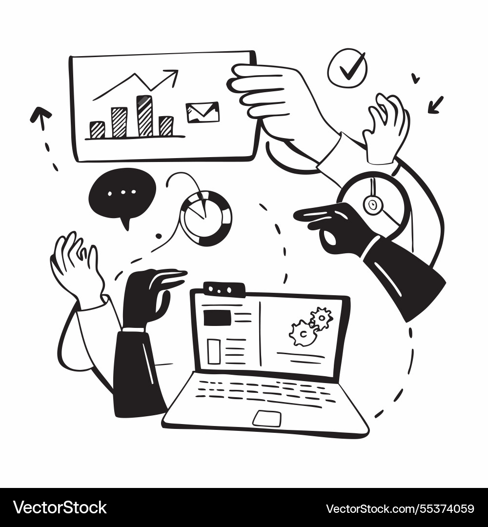 Flat design as remote team collaborating Vector Image