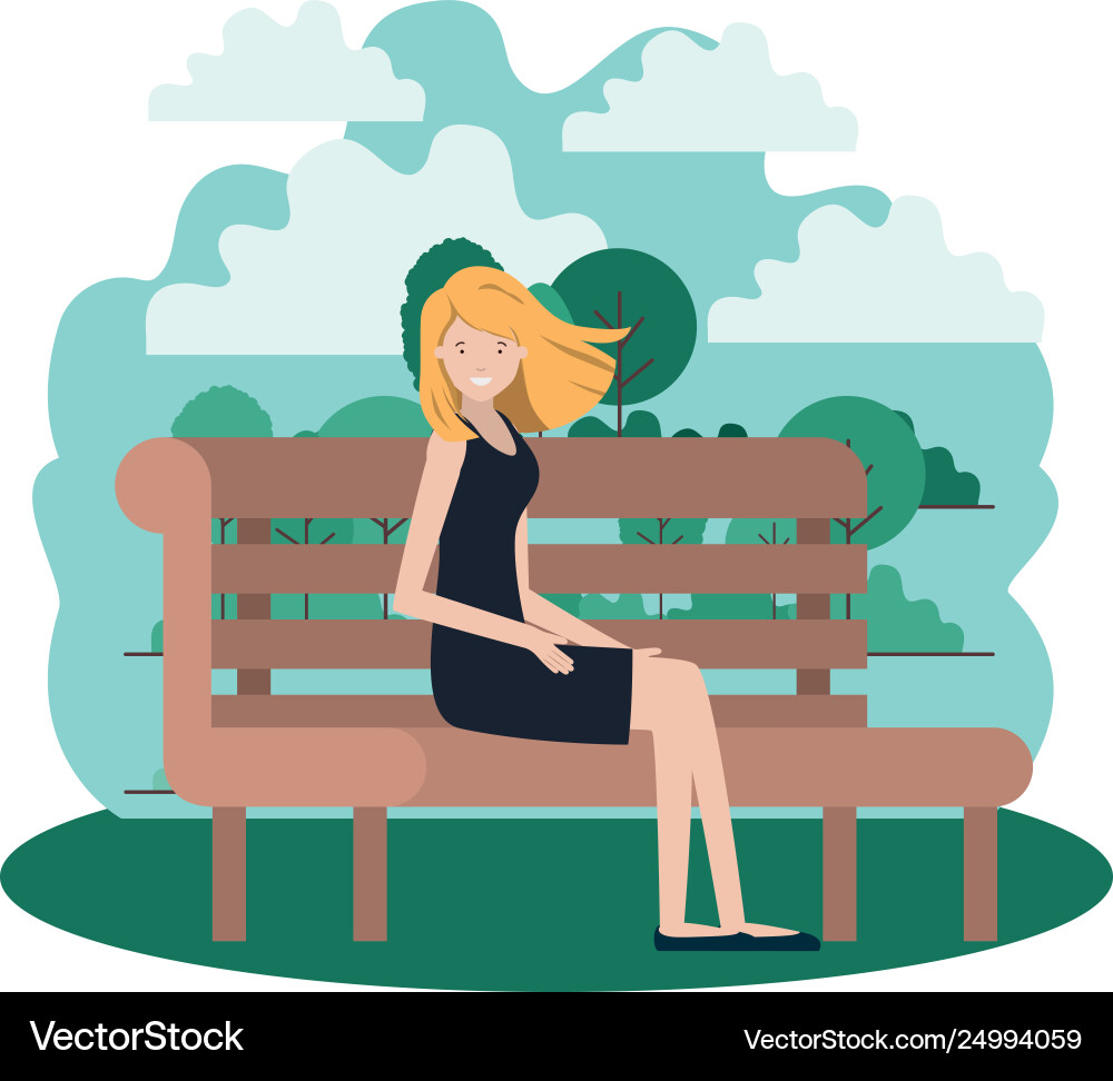 Frau sitzen im Parkstuhl mit Landschaft Avatar Frau sitzen im Parkstuhl mit Landschaft Avatar vektorbild