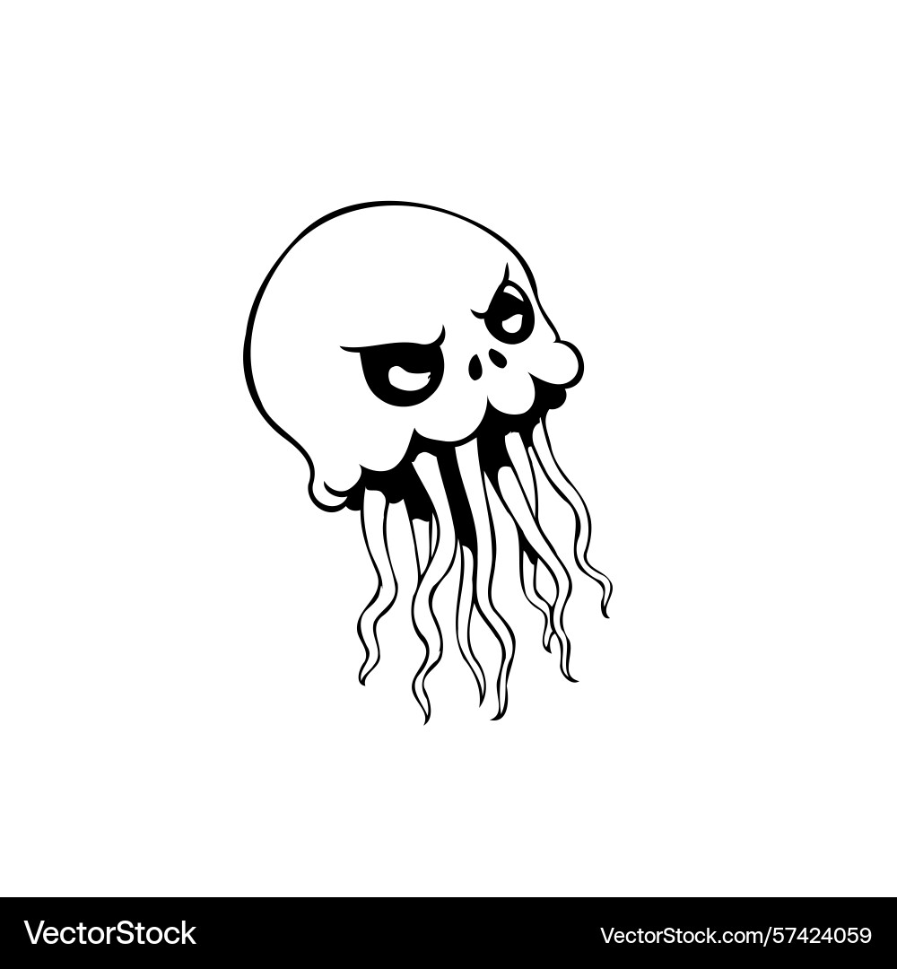 Grumpy cartoon jellyfish with tentacles creating Grumpy cartoon jellyfish with tentacles creating Vector Image