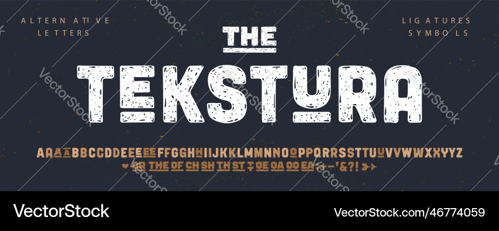 Grunge Alphabet Font - Rough Texture Vector Image