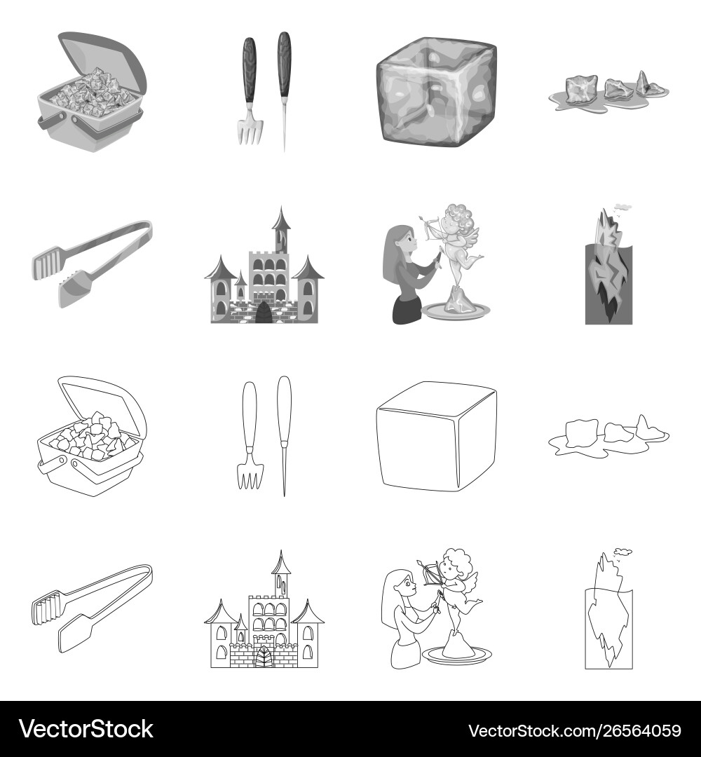 Isolated object texture and frozen symbol set Isolated object texture and frozen symbol set vector image