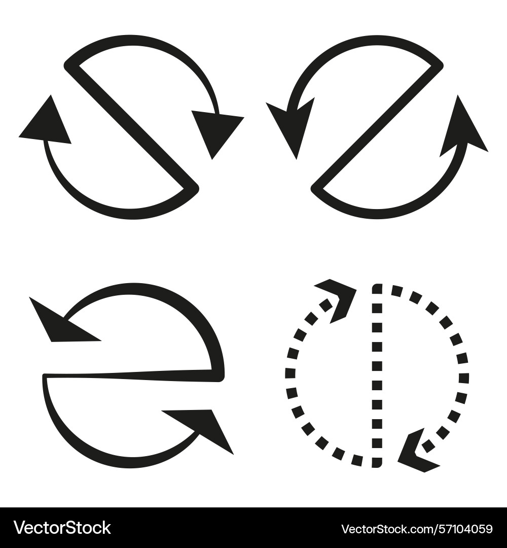 Loop arrow icons curved symbol rotation direction Loop arrow icons curved symbol rotation direction vector image