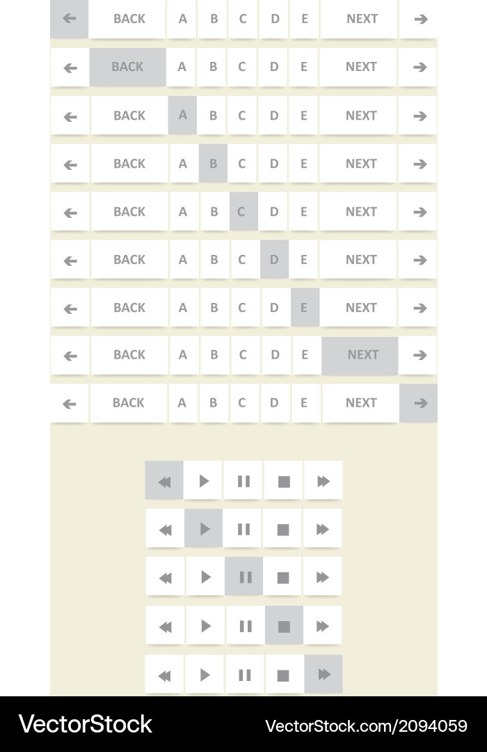 Pagination and player buttons Vector Image