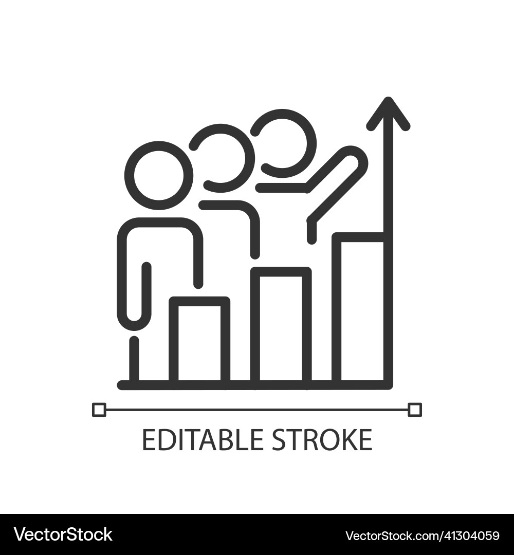 Progress monitoring pixel perfect linear icon Progress monitoring pixel perfect linear icon vector image