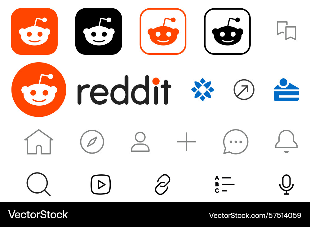 Reddit set of mobile app interface icons Reddit set of mobile app interface icons vector image