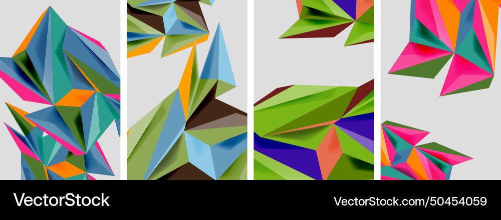 Set of mosaic triangle pattern abstract posters Vector Image