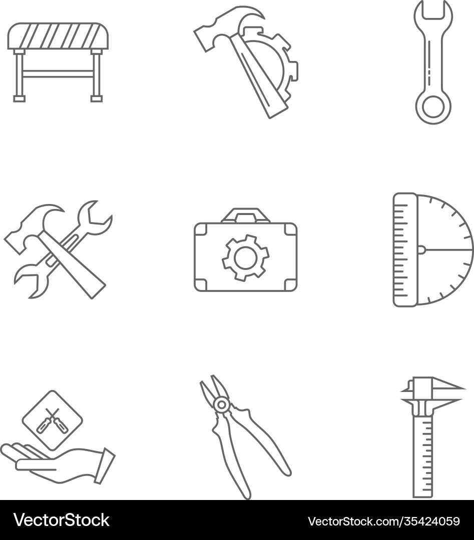 Set technical icon engineering simple Vector Image