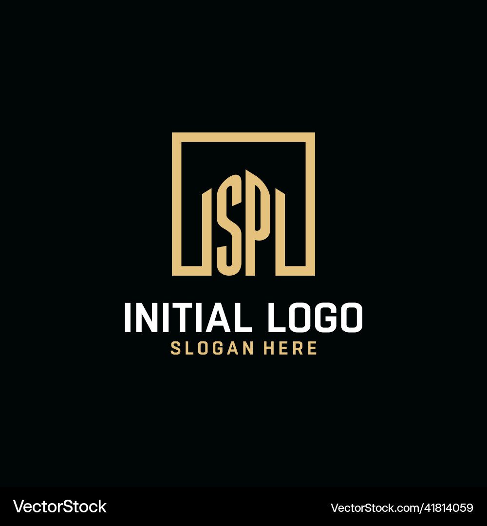 Sp initial monogram logo design with square shape Vector Image