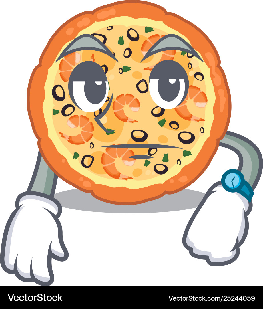 Warten Meeresfrüchte Pizza über Karikaturbrett Warten Meeresfrüchte Pizza über Karikaturbrett vektorbild