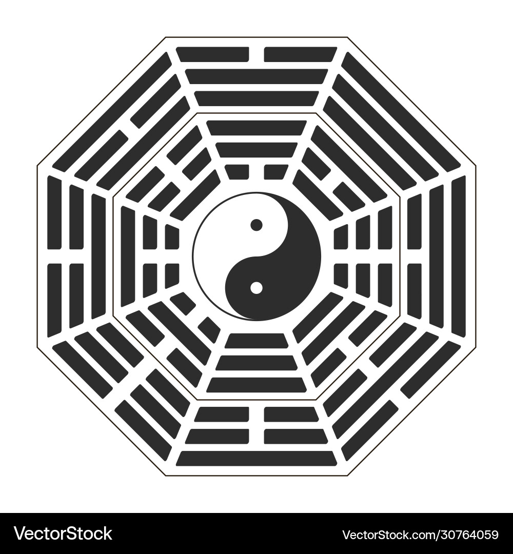 Yin and yang symbol with bagua trigrams Vector Image