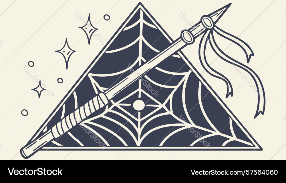 Abstract kite with spiderweb pattern and stars vector image