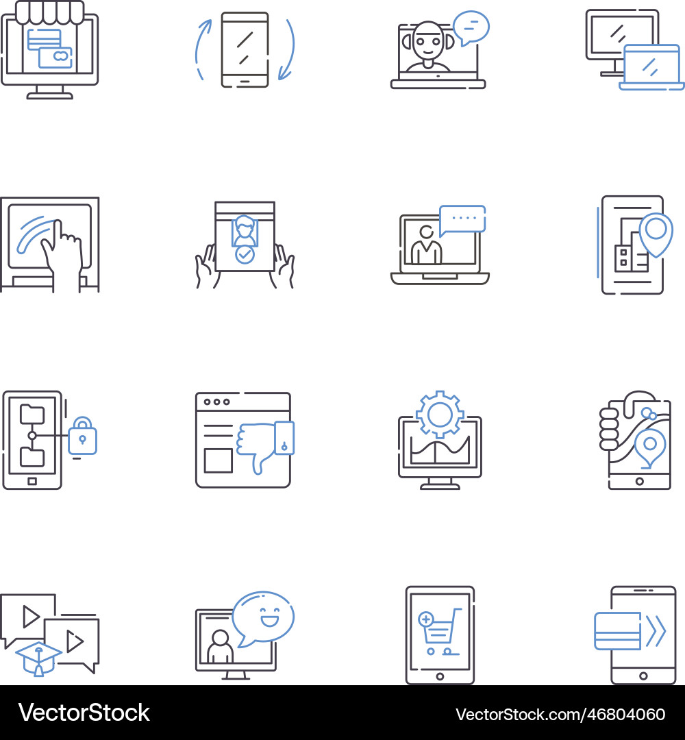 Command center line icons collection control hub Vector Image