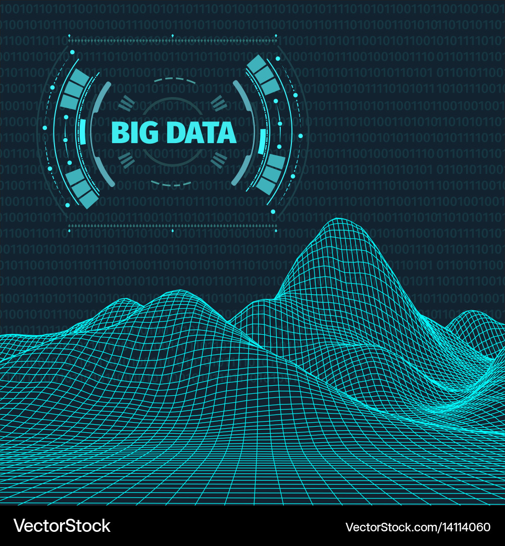 Computer generated binary code landscape on black Vector Image