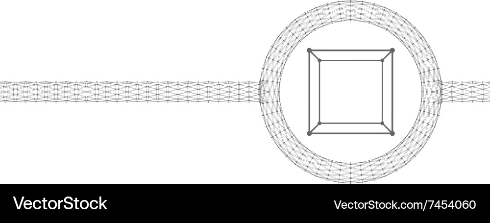 Cube of lines and dots molecular lattice Vector Image