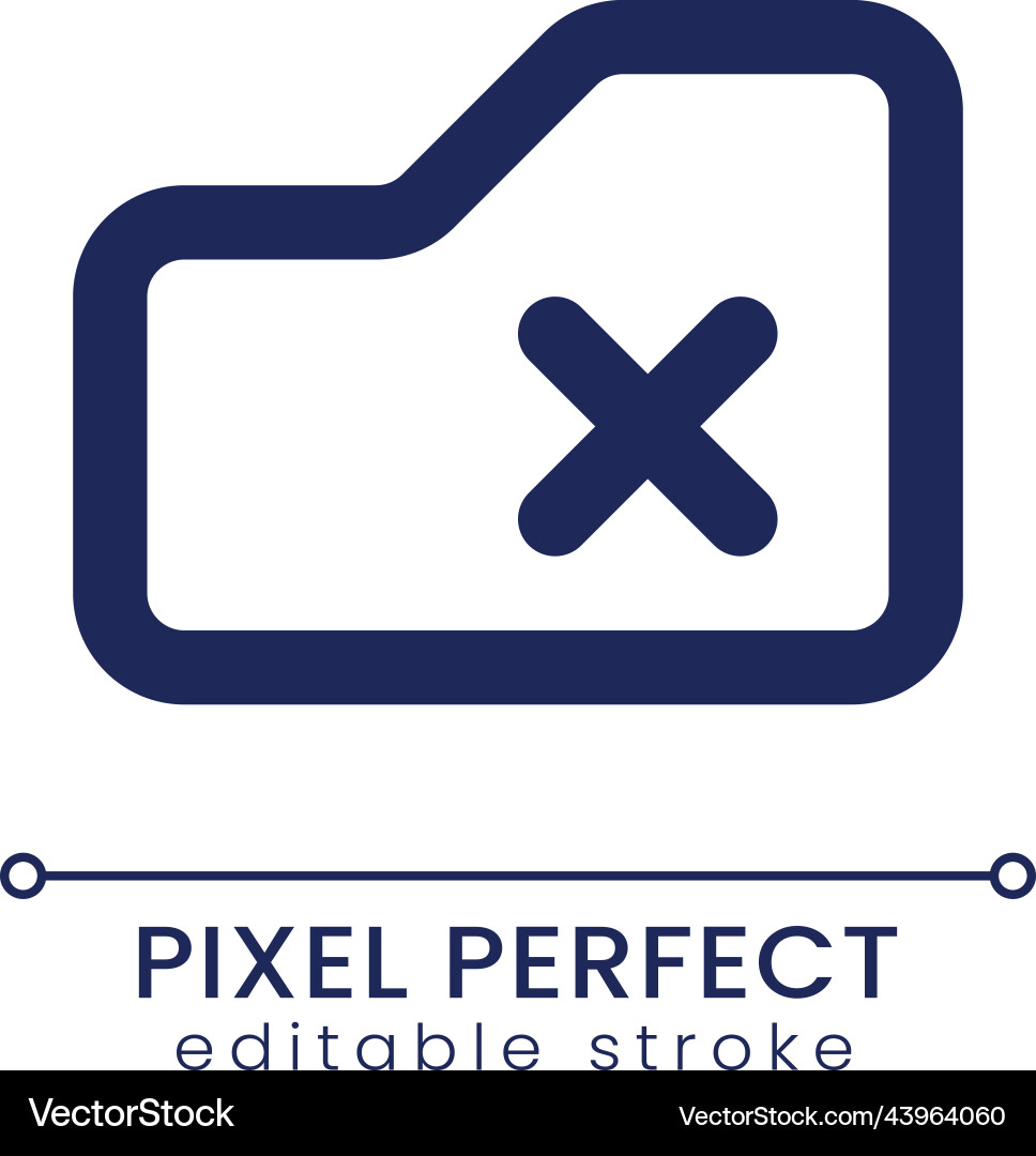 Delete from folder pixel perfect linear ui icon Delete from folder pixel perfect linear ui icon vector image