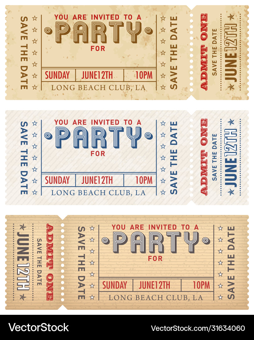 Grunge party invites vector image