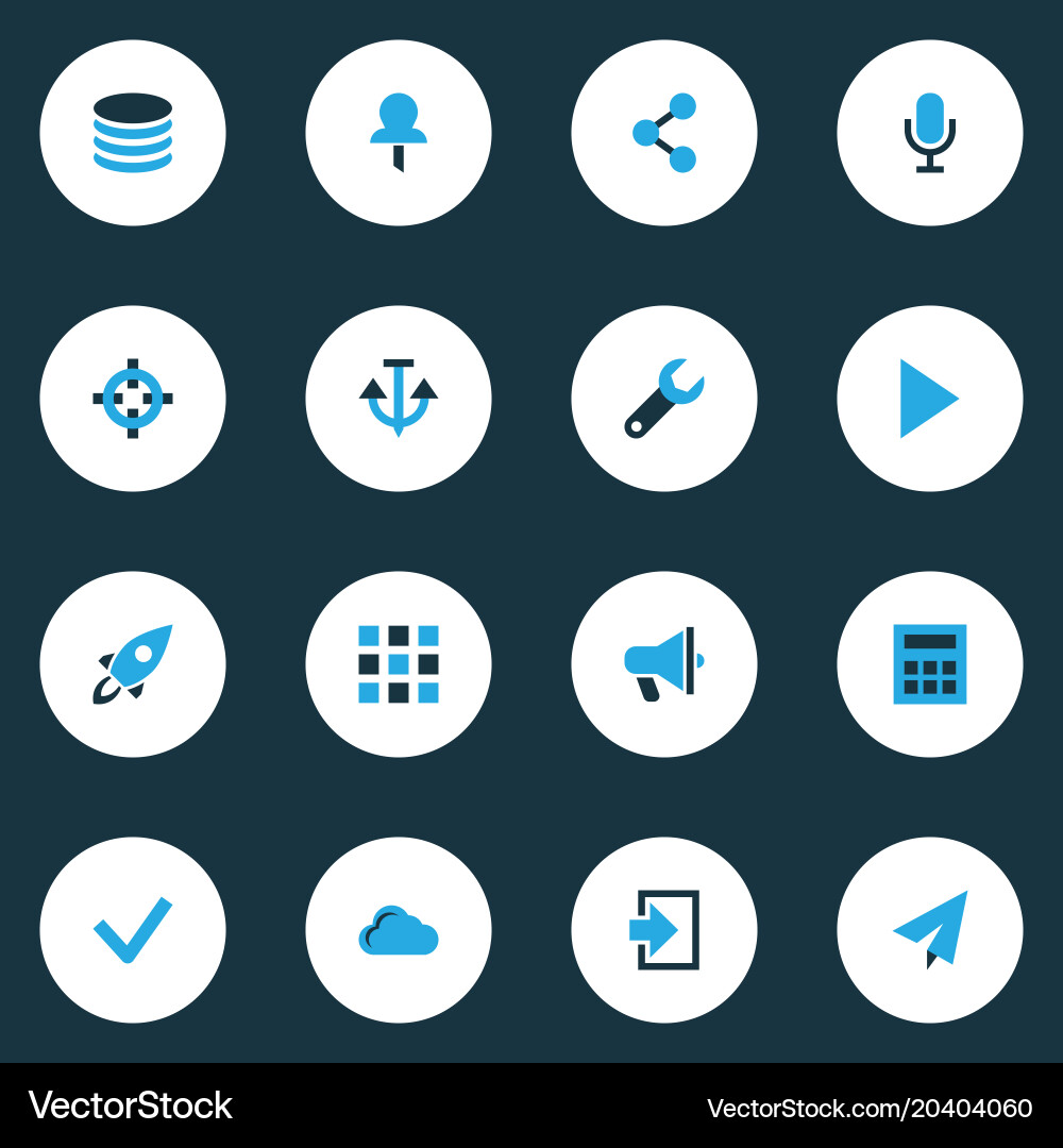 Interface icons colored set with target Vector Image