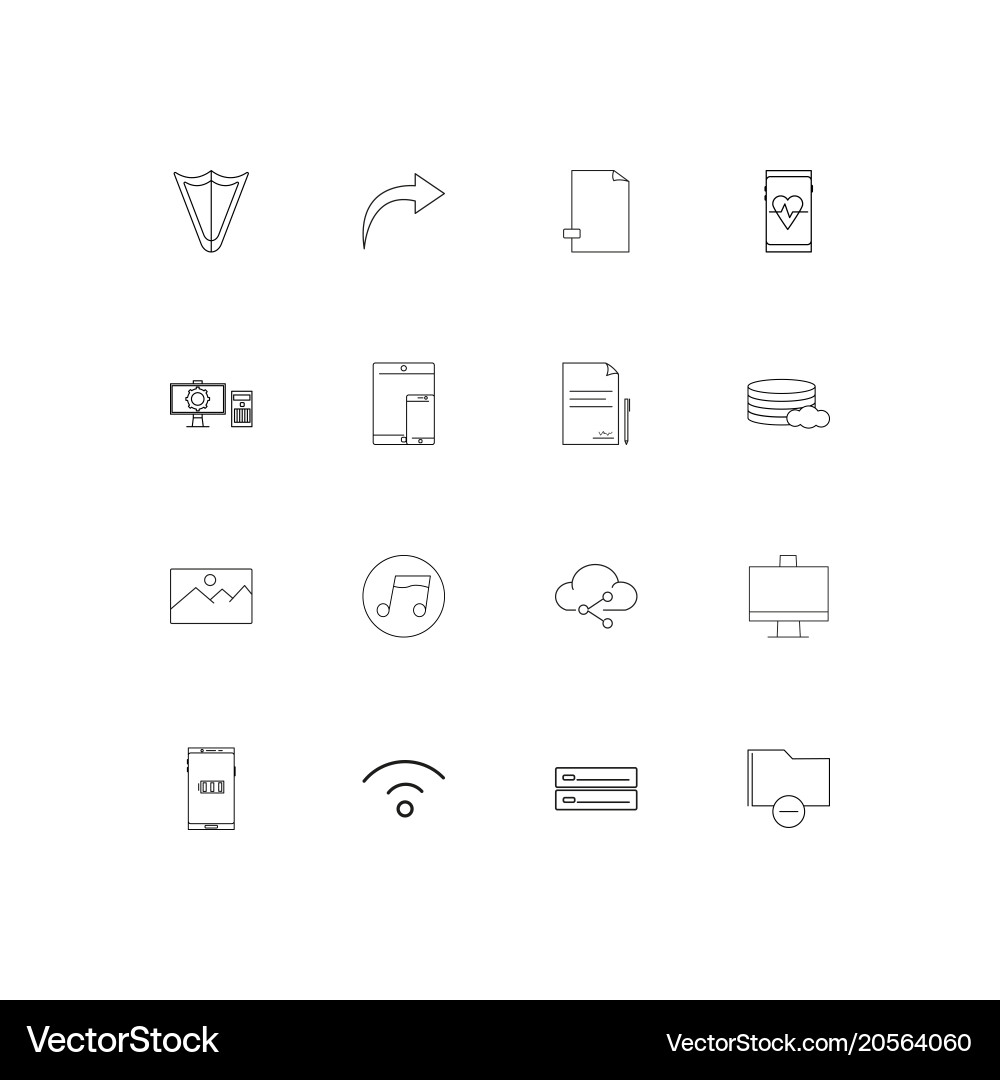 Network and database simple linear icons set Vector Image